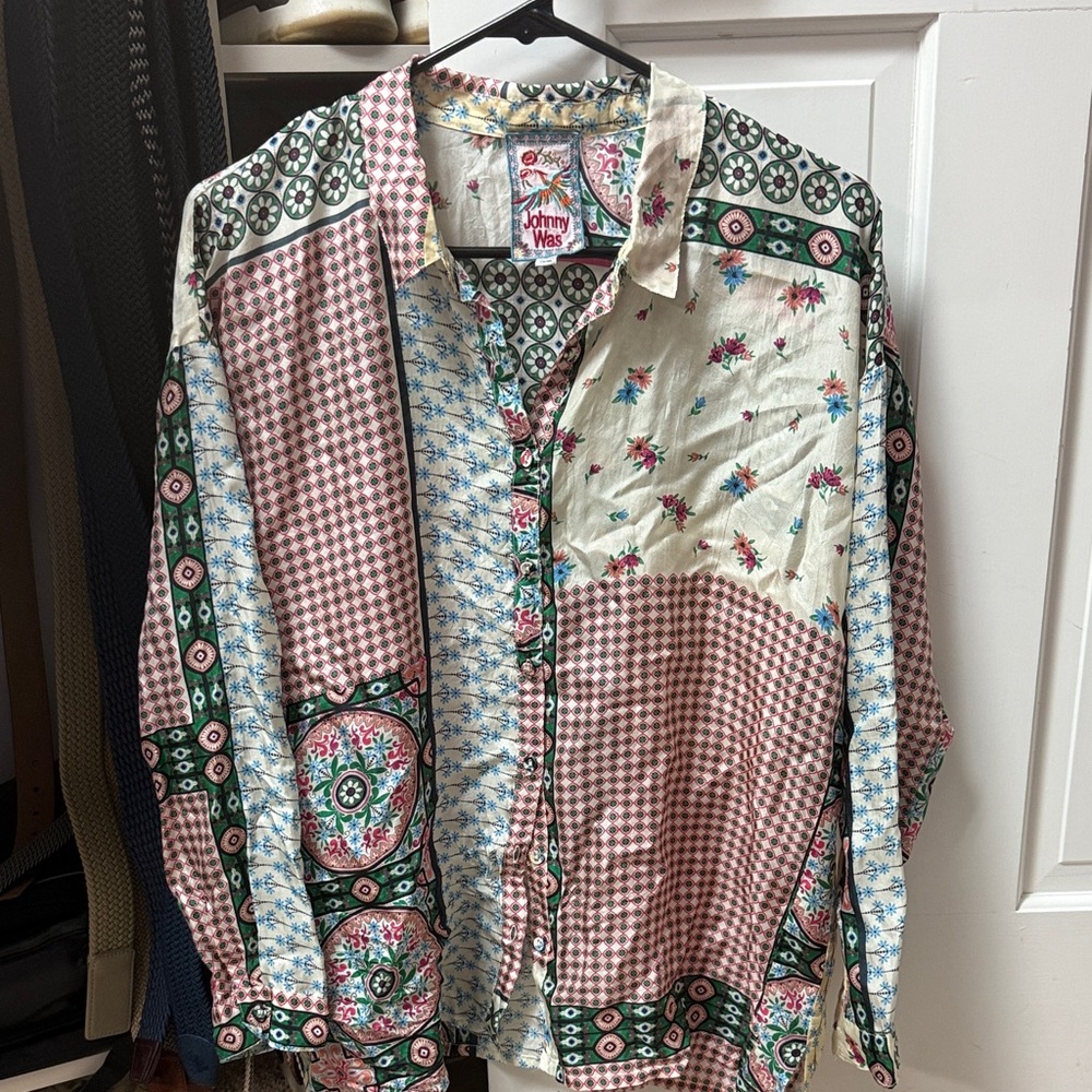 Johnny Was Silk Multicolor Shirt